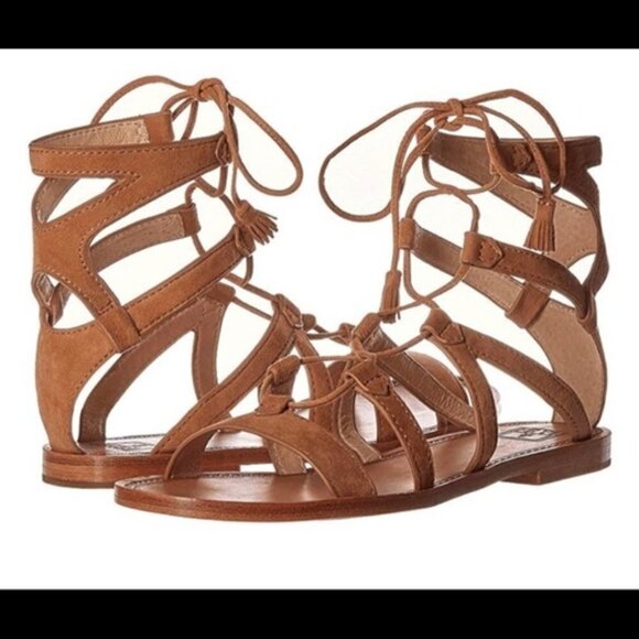 Frye Ruth Suede Short Gladiator  Tan Sandals - Picture 1 of 11
